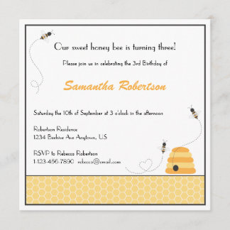 Invitation d'anniversaire des abeilles en efferves