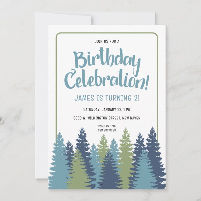 Invitation d'anniversaire des arbres rustiques (Devant)