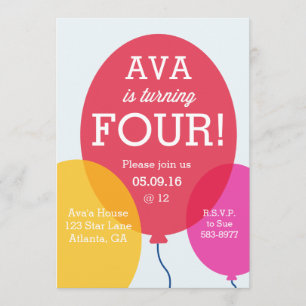 Invitation d'anniversaire des ballons