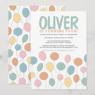 Invitation d'anniversaire des ballons