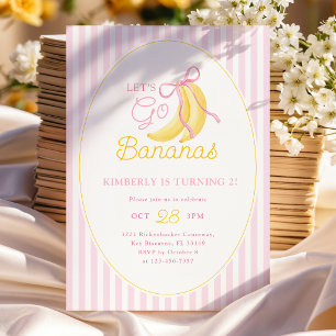 Invitation d'anniversaire des bananes roses 2 ans