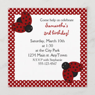 Invitation d'anniversaire des chouettes Ladybugs r