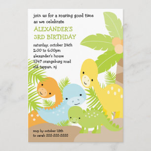 Invitation d'anniversaire des Dinosaures amusants