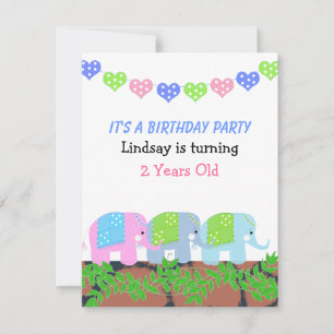 Invitation d'anniversaire des éléphants indiens