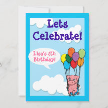 Invitation d'anniversaire des enfants de Cochon de