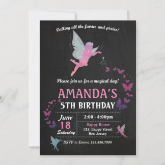 Invitation d'anniversaire des fées