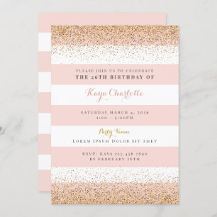 Invitation d'anniversaire des femmes Roses Gold