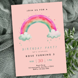 Invitation d'anniversaire des filles arc-en-ciel