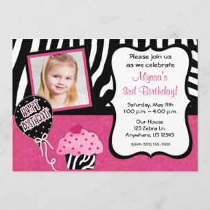 Invitation d'anniversaire des filles de Cupcake Ze