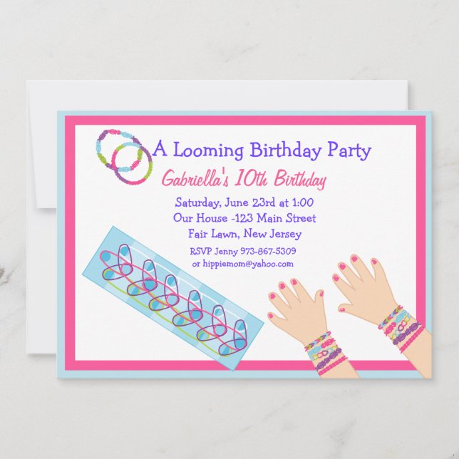 Invitation d'anniversaire des filles Loom de Brace (Devant)
