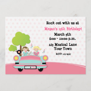 Invitation d'anniversaire des filles rock et rock