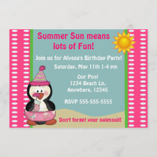 Invitation d'anniversaire des filles roses du ping