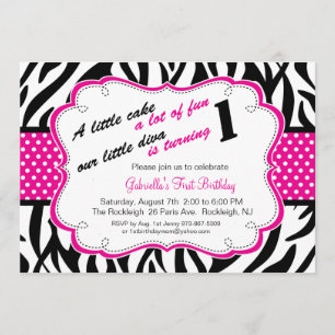 Invitation d'anniversaire des filles Zebra noires