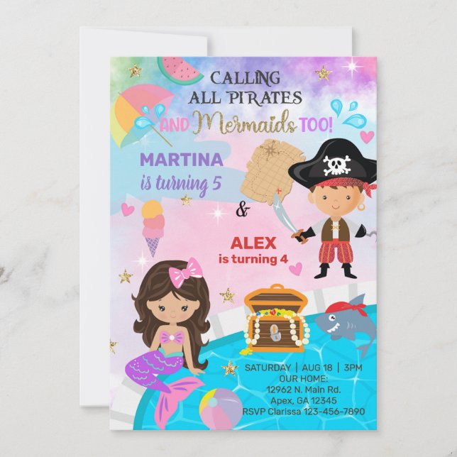 Invitation d'anniversaire des frères et soeurs Pir (Devant)