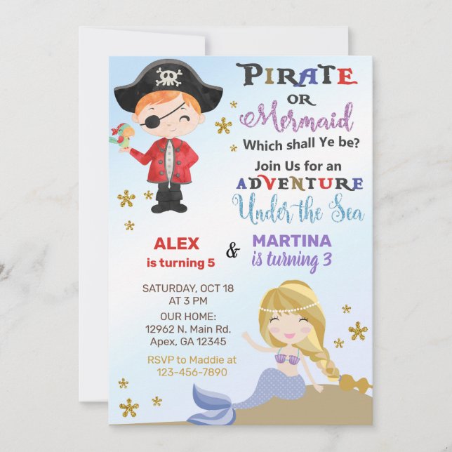 Invitation d'anniversaire des frères et soeurs Pir (Devant)