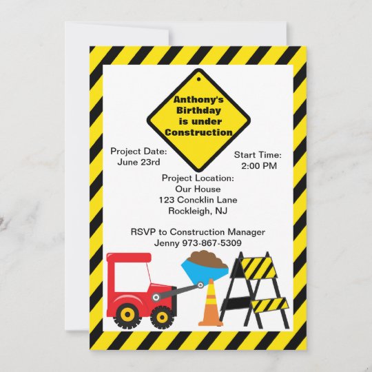 Invitation D Anniversaire Des Garcons Du Chantier Zazzle Ca