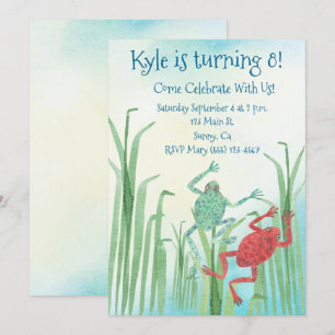 Invitation d'anniversaire des grenouilles d'aquare