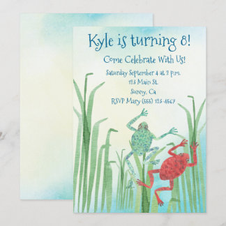 Invitation d'anniversaire des grenouilles d'aquare