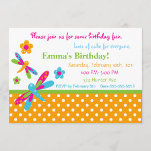 Invitation d'anniversaire des libellules 6