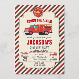Invitation d'anniversaire des pompiers pour les en