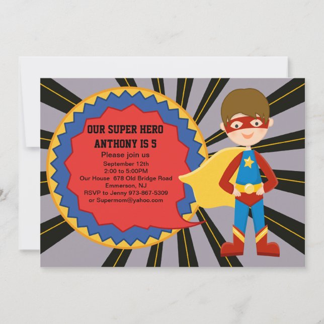 Invitation d'anniversaire des Super Hero Boys (Devant)
