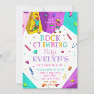 Invitation d'anniversaire d'escalade de fille pers