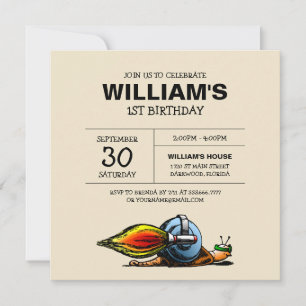 Invitation d'anniversaire d'escargot de fusée