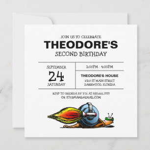 Invitation d'anniversaire d'escargot de fusée