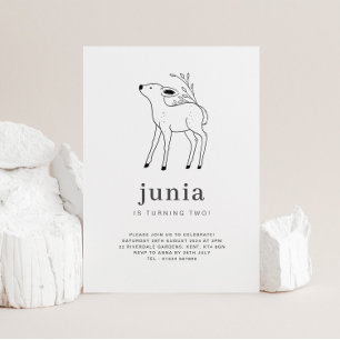 Invitation d'anniversaire dessin au trait de faon