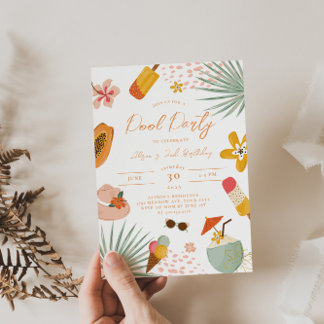 Invitation d'anniversaire d'été à une fête tropica