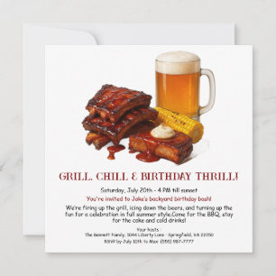 Invitation d'anniversaire d'été BBQ avec Bière Jar