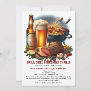 Invitation d'anniversaire d'été BBQ avec Bière Jar