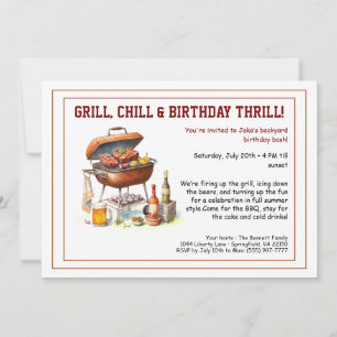 Invitation d'anniversaire d'été BBQ avec Bière Jar