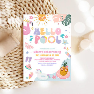 Invitation d'anniversaire d'été Fête au Piscine He