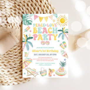Invitation d'anniversaire d'été fête plage amour p