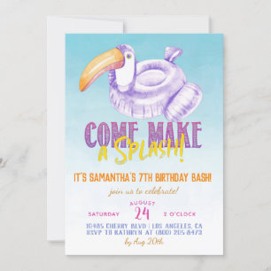 Invitation d'anniversaire d'été pour piscine avec 