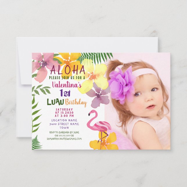 Invitation d'anniversaire d'été tropical (Devant)