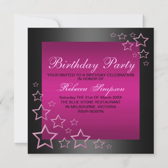 Invitation d'anniversaire d'étoile de roses indien (Devant)