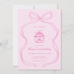 Invitation d'anniversaire deux doux rose deuxième 