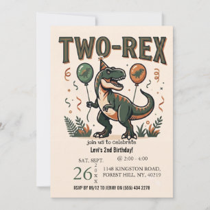 Invitation d'anniversaire Deux-Rex de dinosaure mi
