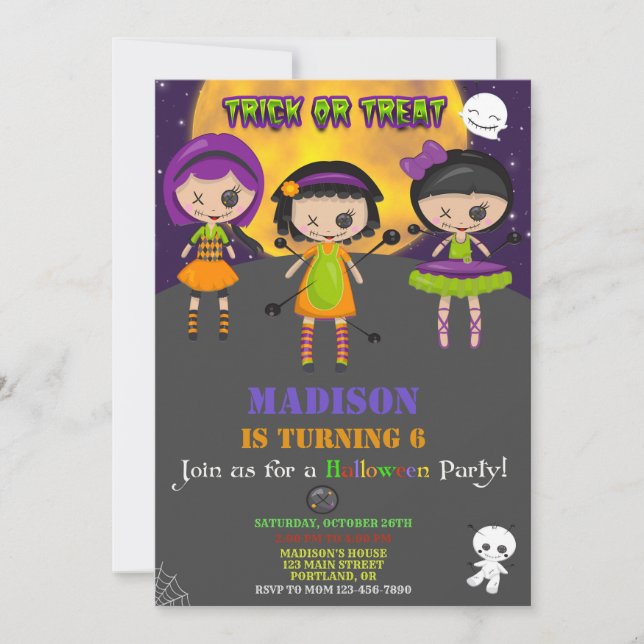 Invitation d'anniversaire d'Halloween Costume pour (Devant)