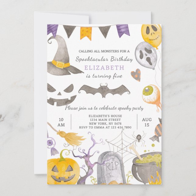 Invitation d'anniversaire d'Halloween éffrayant (Devant)