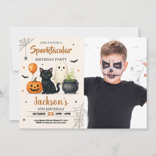 Invitation d'anniversaire d'Halloween éffrayante a (Devant)
