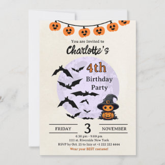 Invitation d'anniversaire d'Halloween pour les enf