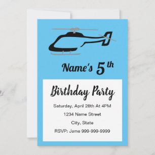 Invitation d'anniversaire d'hélicoptère