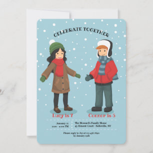 Invitation d'anniversaire d'hiver conjoint ou pour