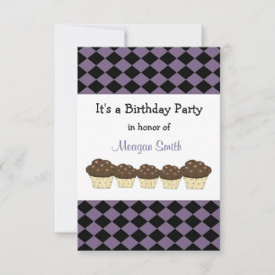 Invitation d'anniversaire diamant noir et violet