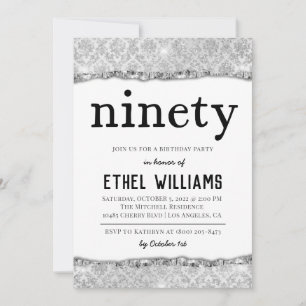 Invitation d'anniversaire diamant quatre-vingt-dix