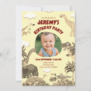 Invitation d'anniversaire Dino avec photo – Bébé