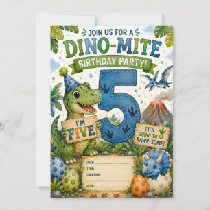 Invitation d'anniversaire Dino-Mite 5 ans